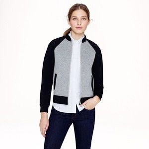 J. Crew Varsity Black Grey Bomber Jacket Size 0